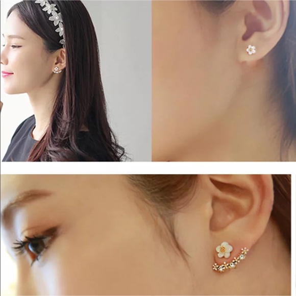 Daisy Flower Earring Studs Silver Plated Gold NEW - Picture 3 of 7